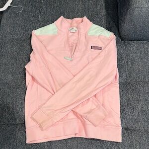 Pink Pullover with Mint Accents